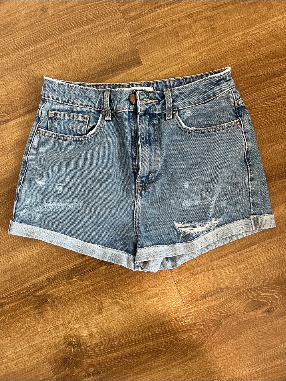 Forever 21 Light Blue Distressed Denim Shorts